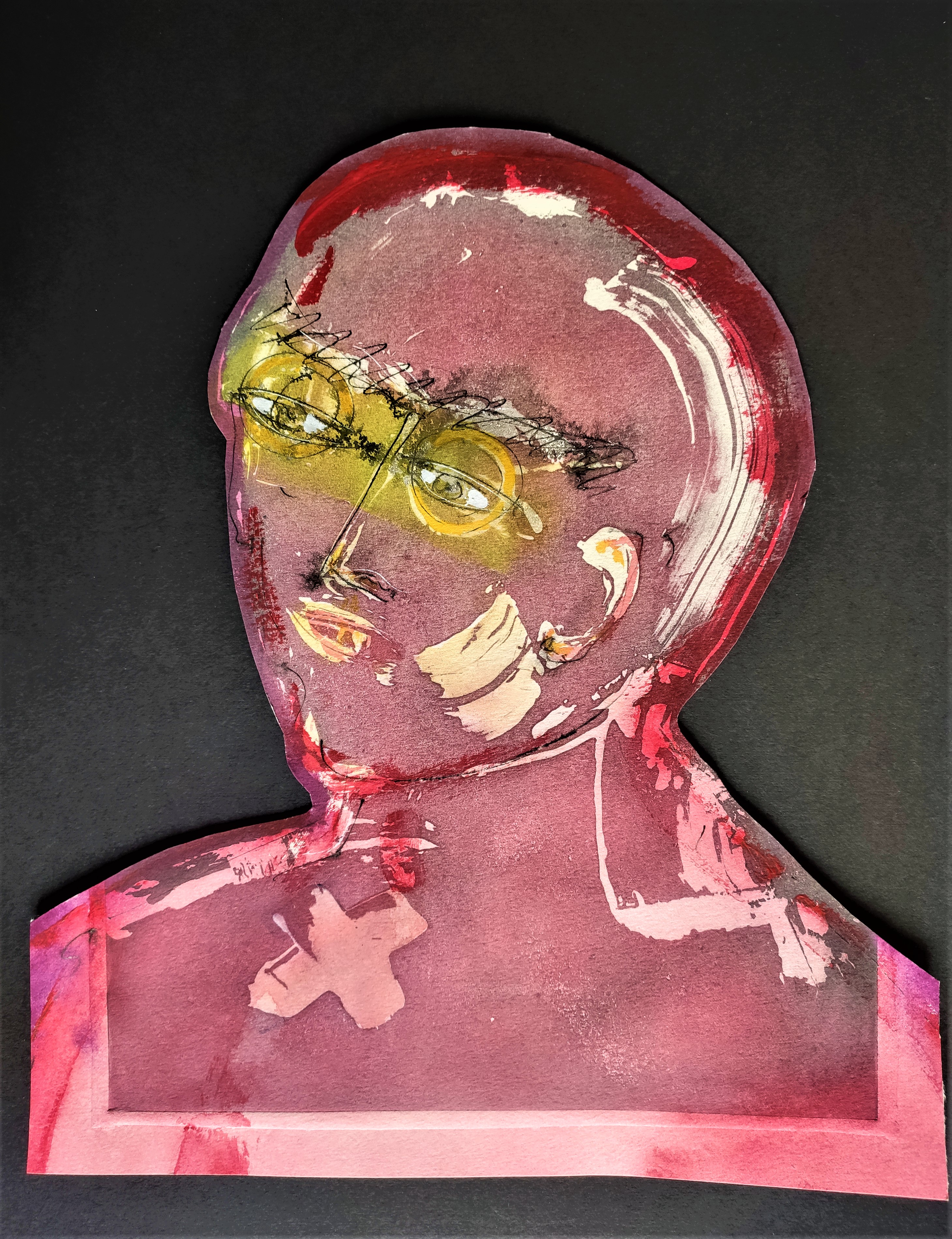 Head (print-paint-collage) 13