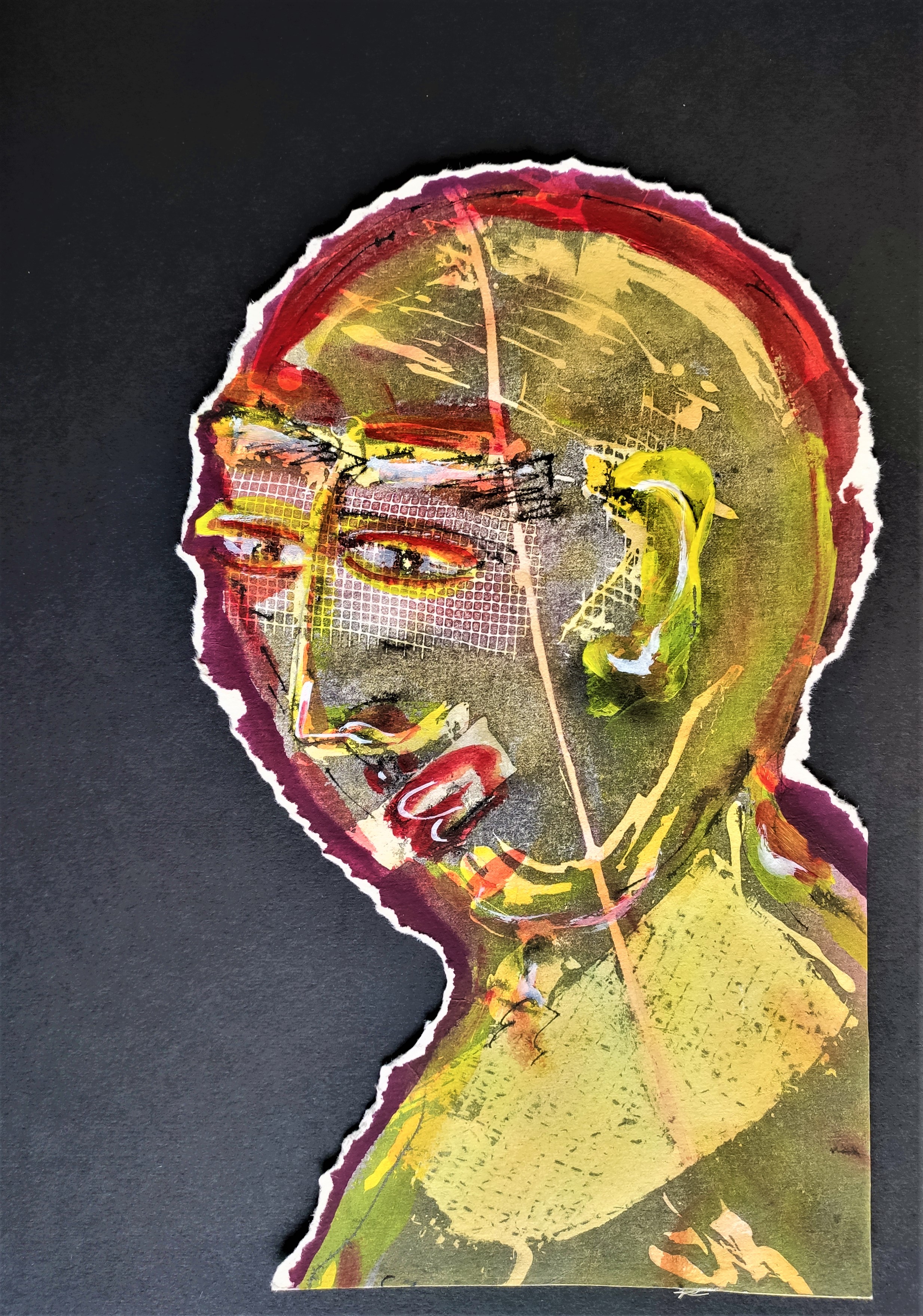 Head (print-paint-collage) 6