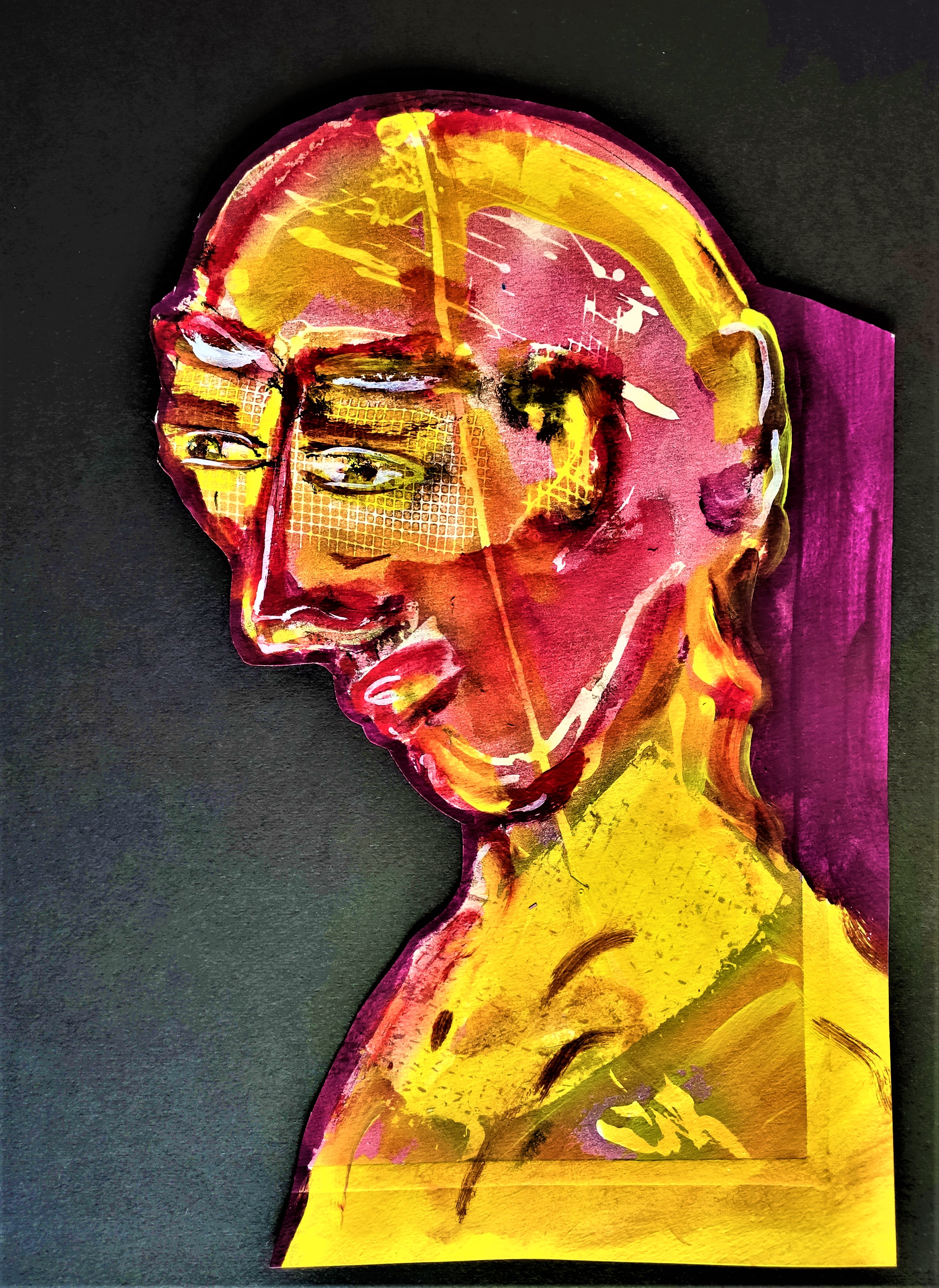 Head (print-paint-collage) 8